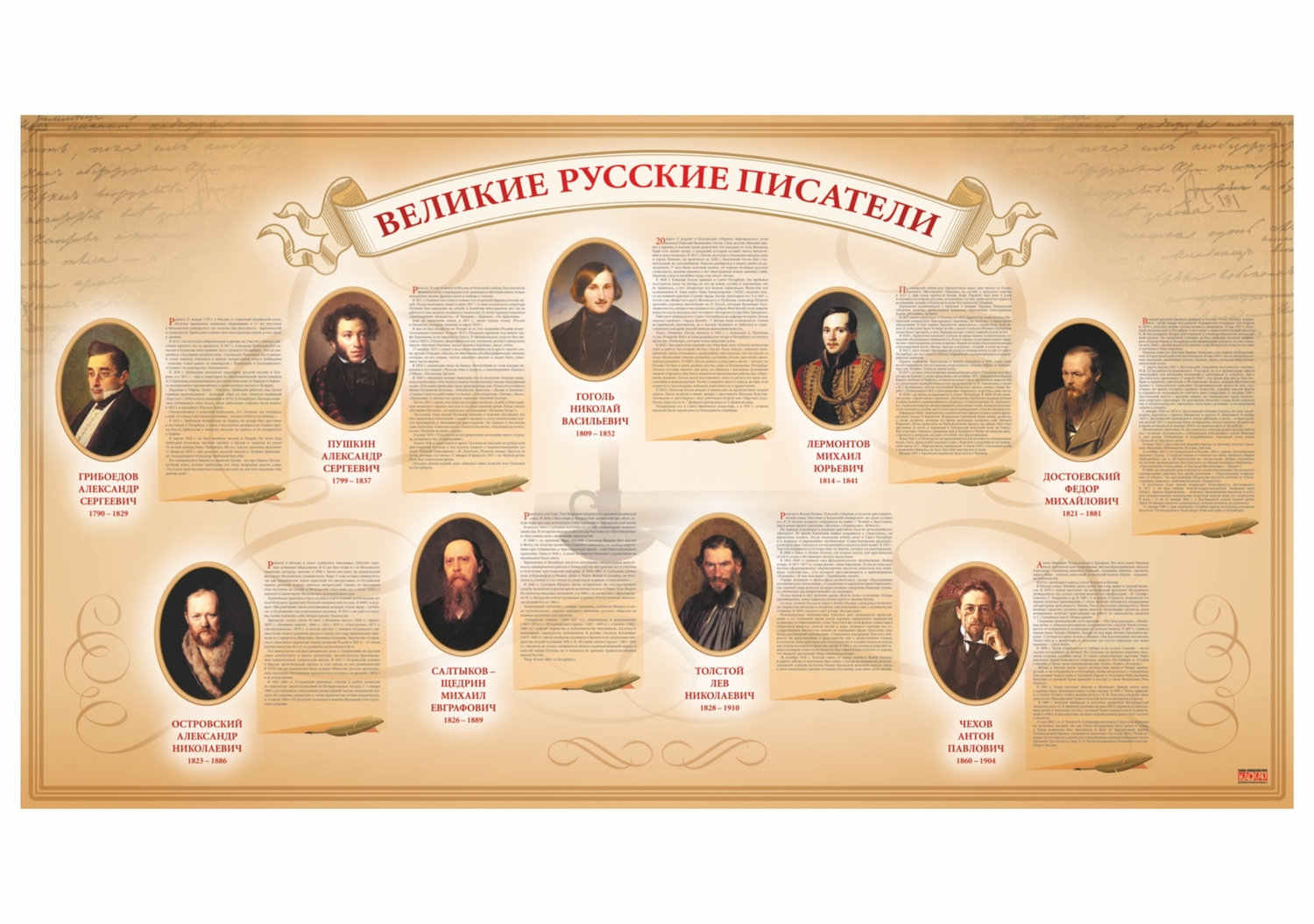 Стенд Великие русские Писатели